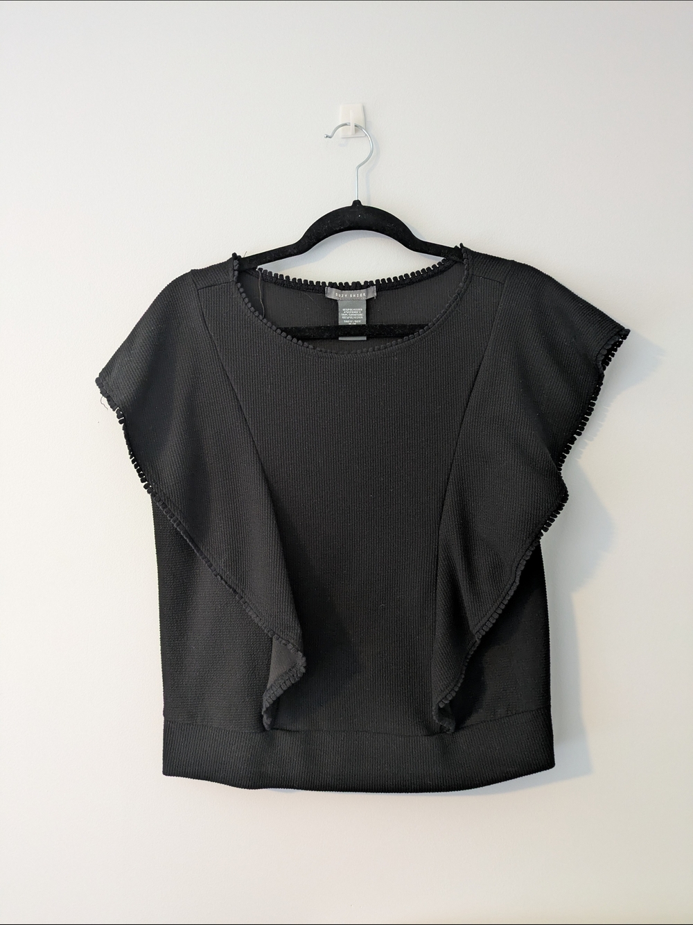 Suzy Shier Black Ribbed Top - Picture 1 of 3